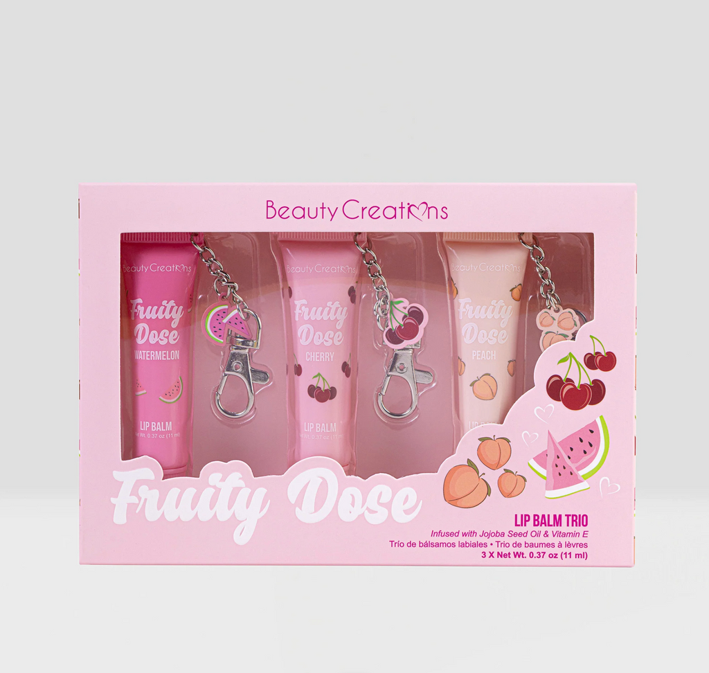 Juego de trío de bálsamos labiales con llavero Fruity Dose