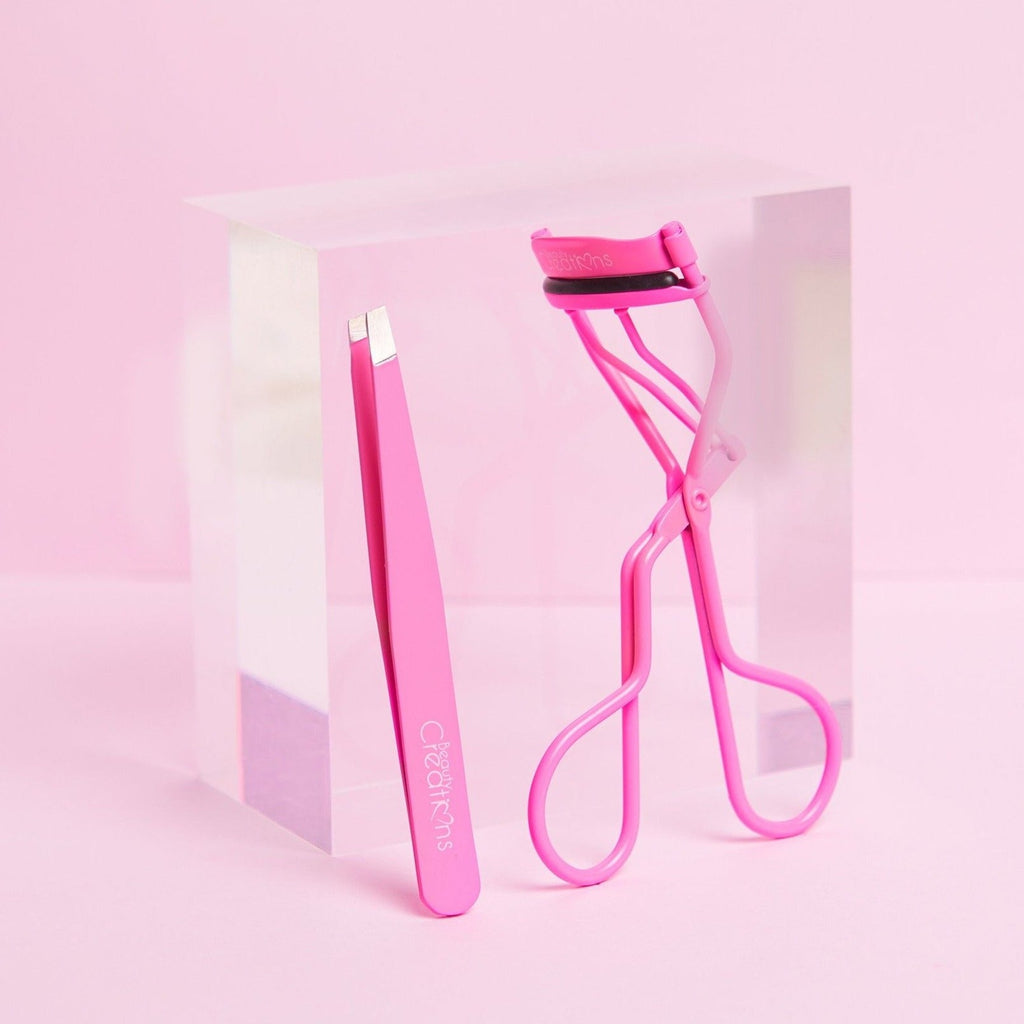 Beauty Creations - Hot Pink Eyelash Curler and Tweezer Set